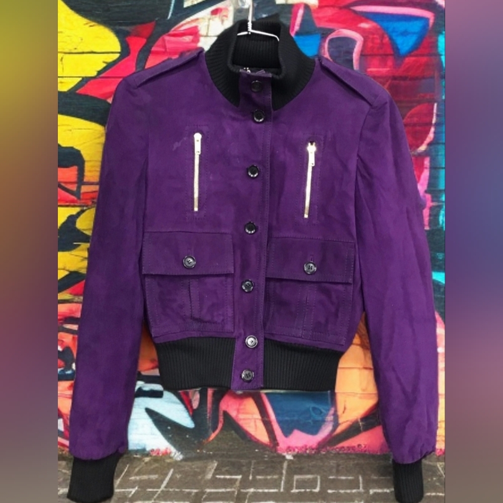 Gucci Madonna Purple Bomber Jacket. Suede, Sz 40 SM,  EUC Vintage,💜 Rare Find